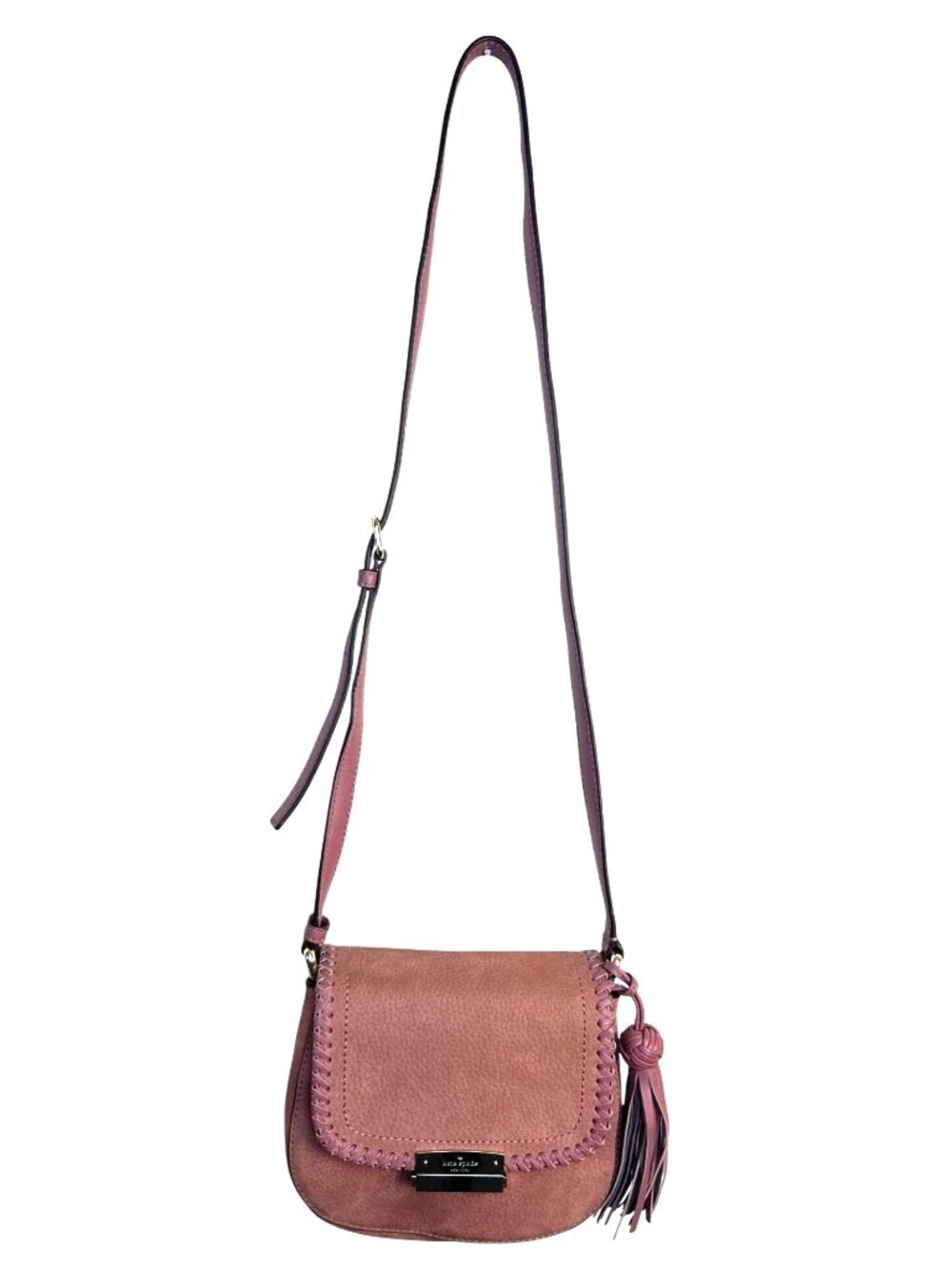 Kate Spade New York Adalise Somerton Crossbody Bag Pink Suede Leather Coquette - Picture 6 of 16